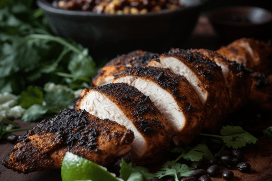 Poitrines de poulet noirci juteuses avec épices cajun et beurre à l'ail