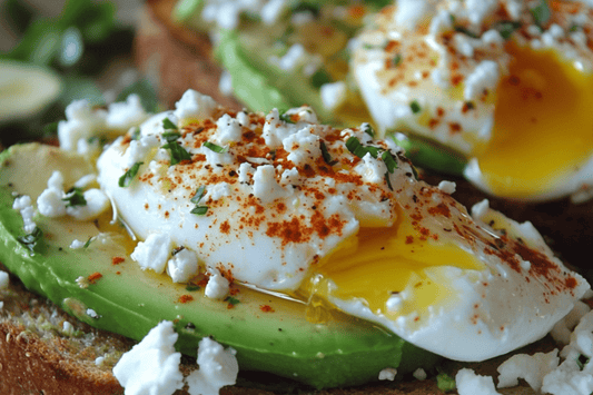 Zondag brunch: avocado toast met gepocheerde eieren, feta en chili -olie