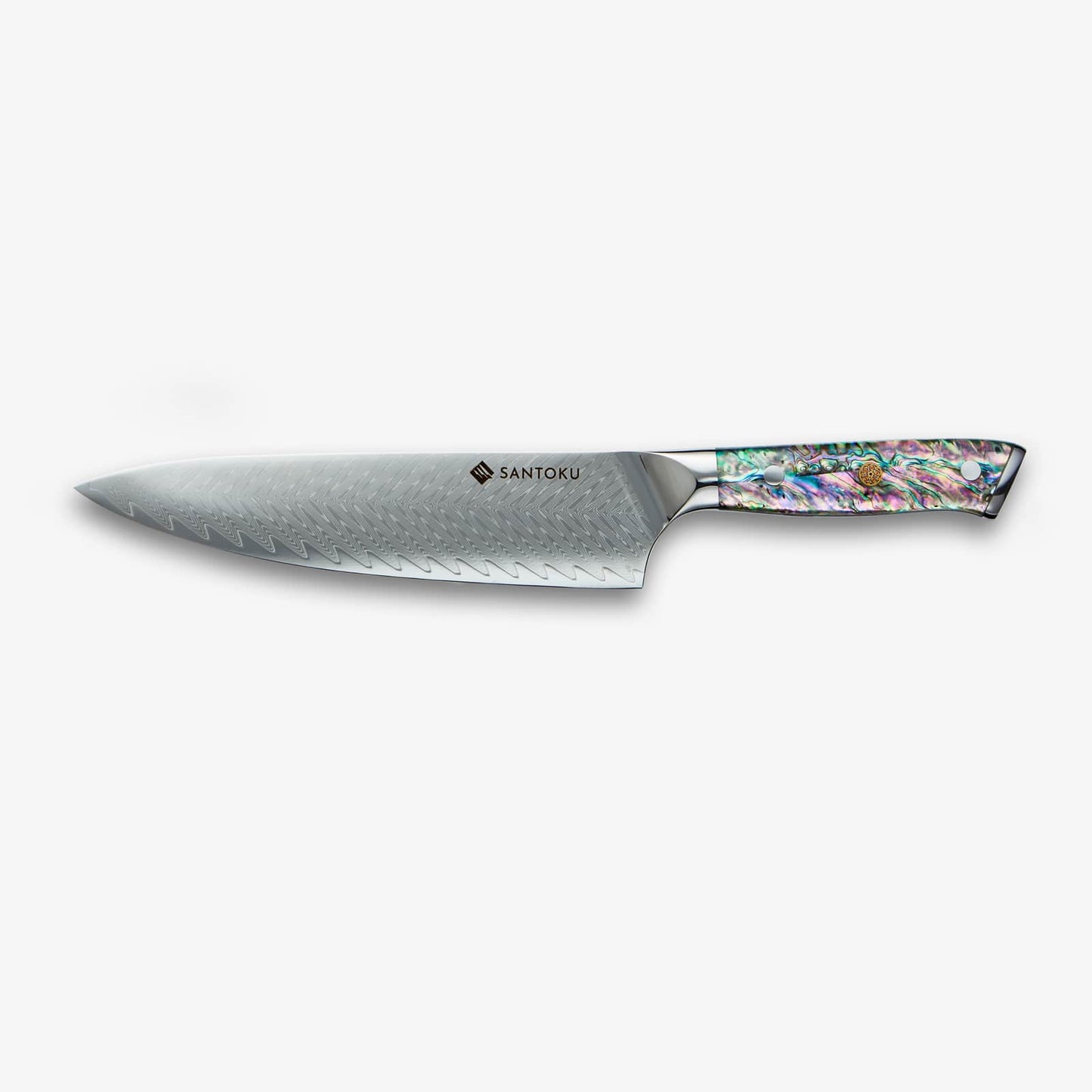 Chikashi (ちかし) Damaskus stålkniv sæt med abalonehåndtag