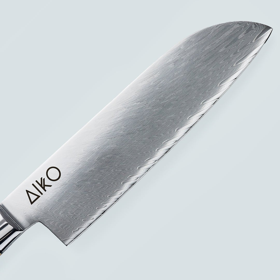 Aiko sort (あいこ, アイコ) Damaskus stålkniv med farvet sort harpikshåndtag