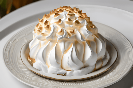 Klassiek gebakken Alaska met vanille -ijs, sponscake en geroosterde meringue