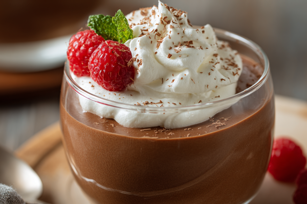 Silky Classic Chocolate Mousse with Whipped Cream Topping