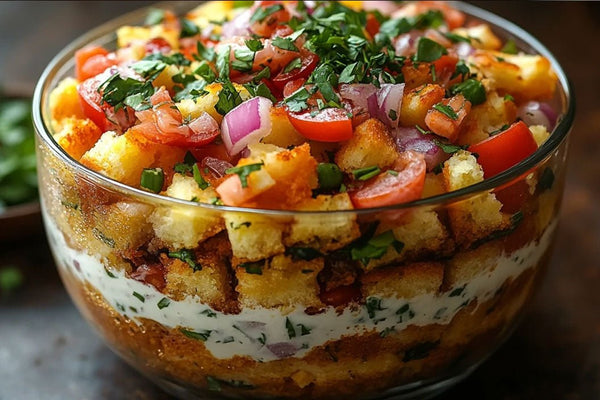 Layered cornbread salat med ranch dressing