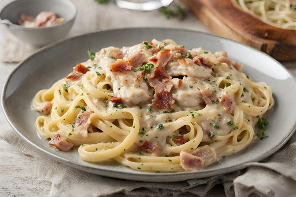 Luksuriøs cremet kylling carbonara med sprød pancetta