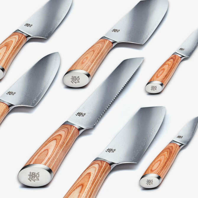 Haruta 10-stykke VG10 Japanese Damaskus Steel Kitchen Kitch Set med træhåndtag og scabbard