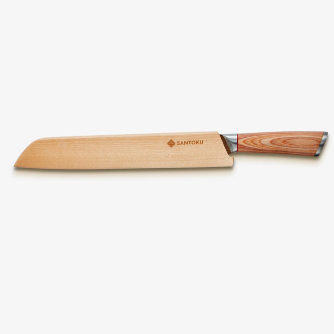 Haruta 10 tommer VG10 japansk Damaskus stålbrødkniv med træhåndtag og scabbard