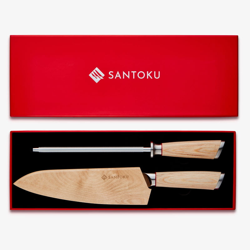 Haruta Box Set VG10 Japanse Damascus staal 8 inch chef -kokmes en 13 inch diamantslijpstaal