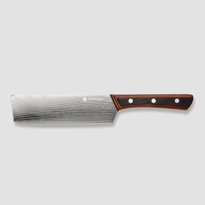 Yuhi - Ensemble de 6 couteaux de cuisine à motif damas avec poignées en bois de Pakka et coffret cadeau