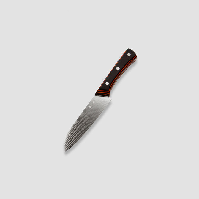 Yuhi - Ensemble de 6 couteaux de cuisine à motif damas avec poignées en bois de Pakka et coffret cadeau