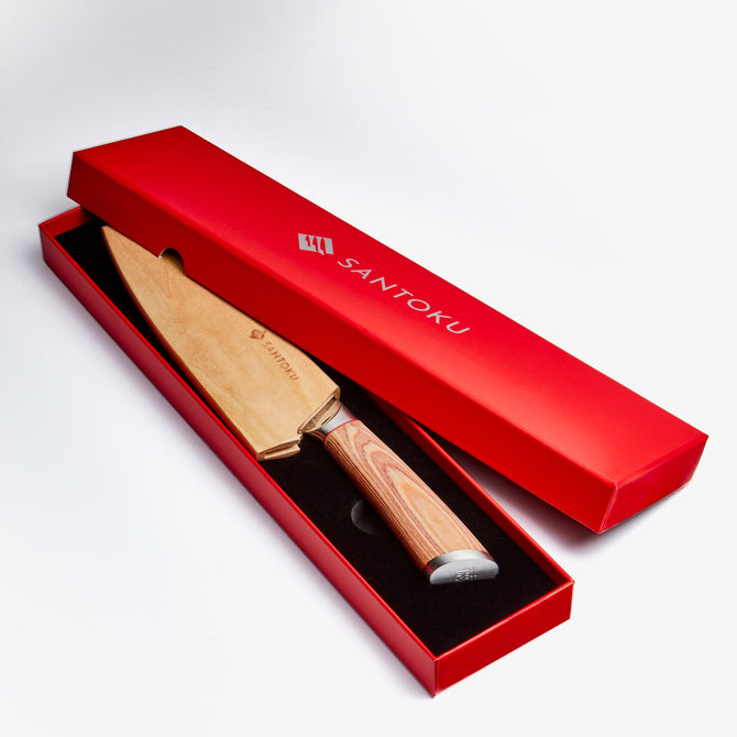 Haruta 7 tommer VG10 Japanese Damaskus Steel Santoku Knife med træhåndtag og Scabbard