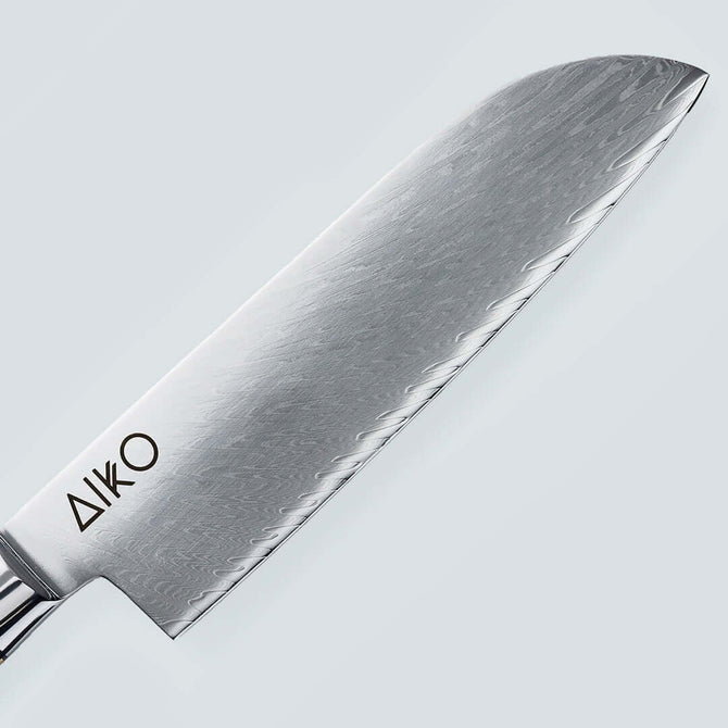 Aiko Blue Damascus stalen mes met gekleurd blauw harshandvat